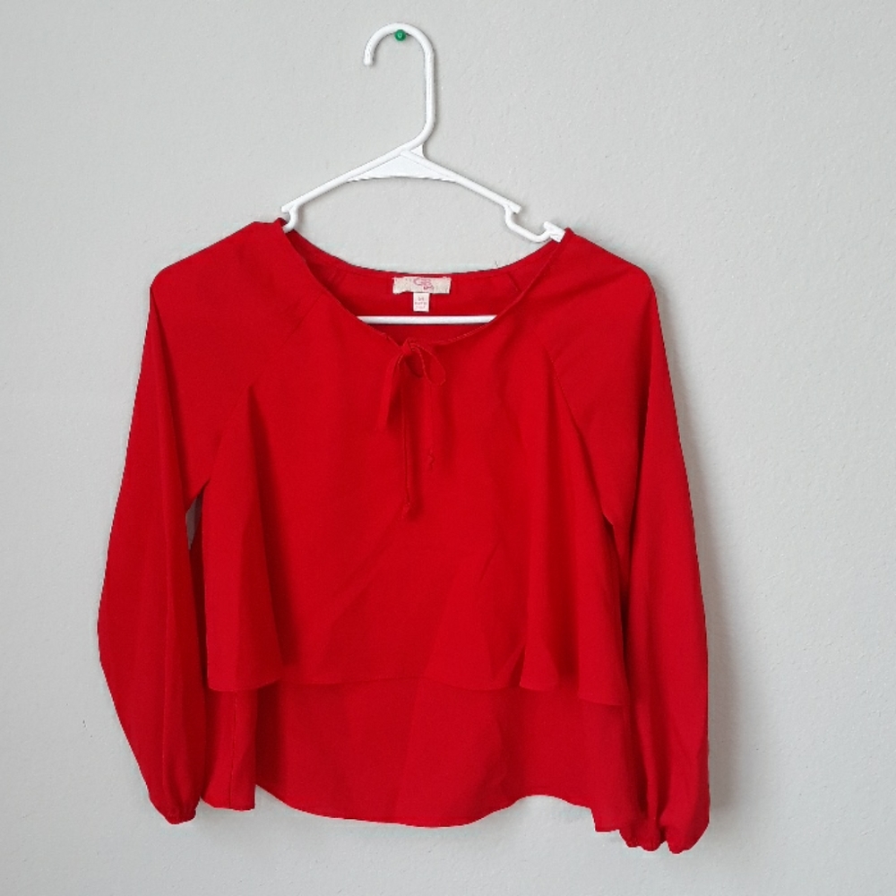 GB red blouse .
